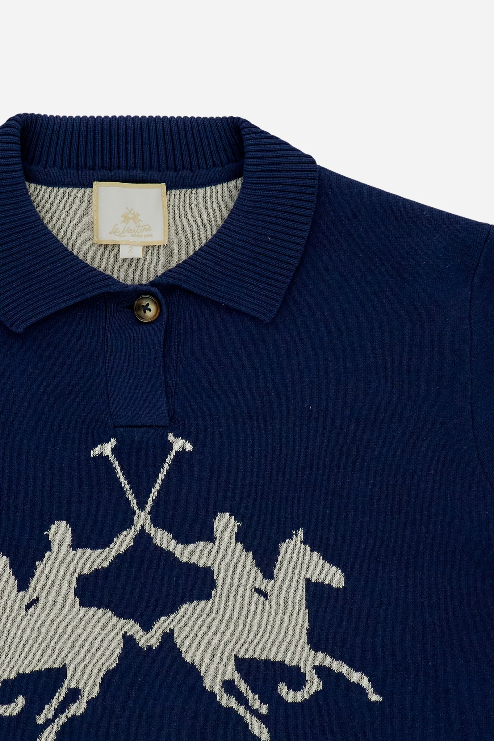 Damen Poloshirt aus kompakter Strickware mit Maxi-Intarsie - Candela - Image 7
