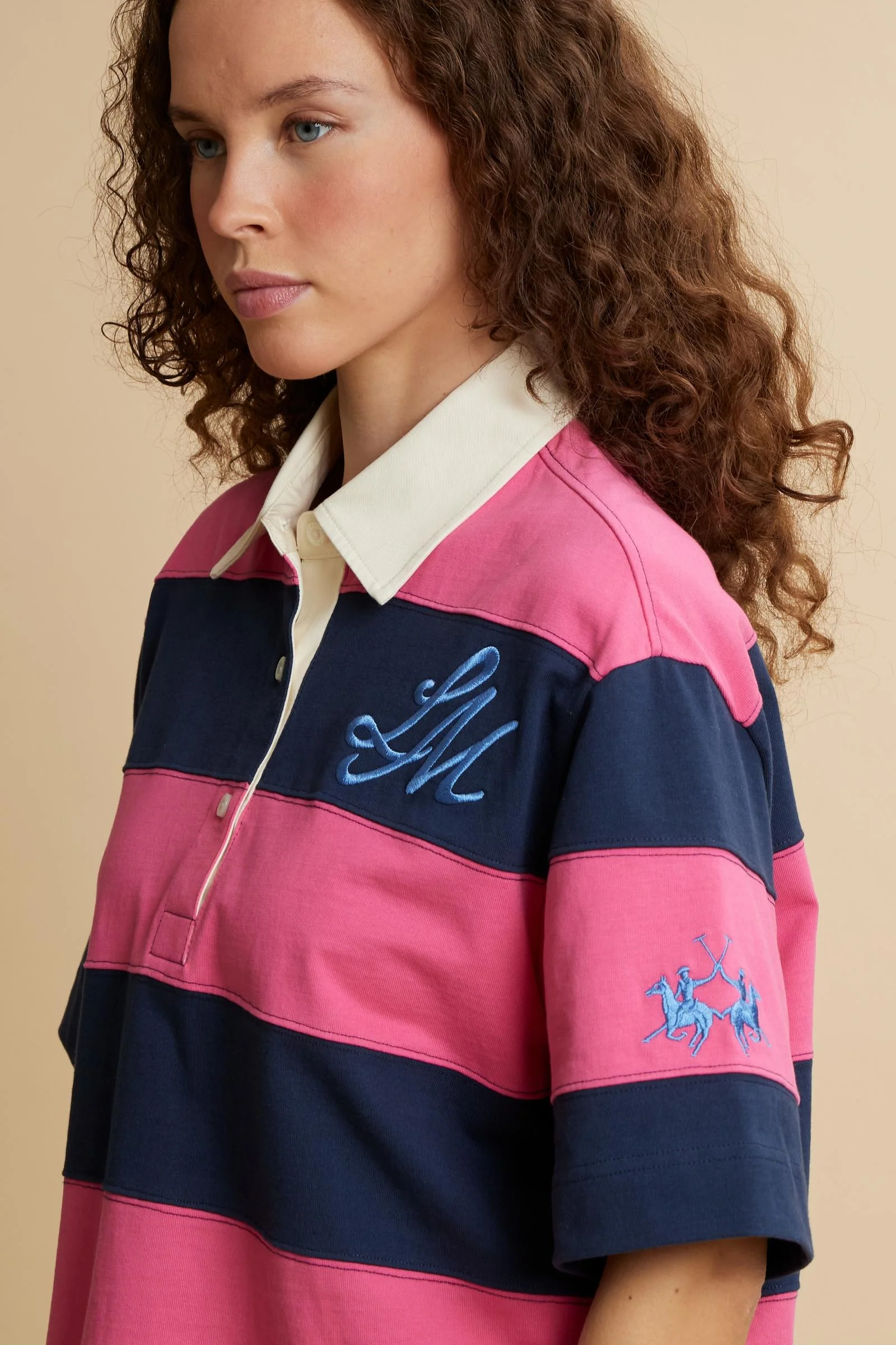 Damen Rugby-Poloshirt aus schwerem Baumwolljersey mit Maxi-Streifen - Christina - Image 3