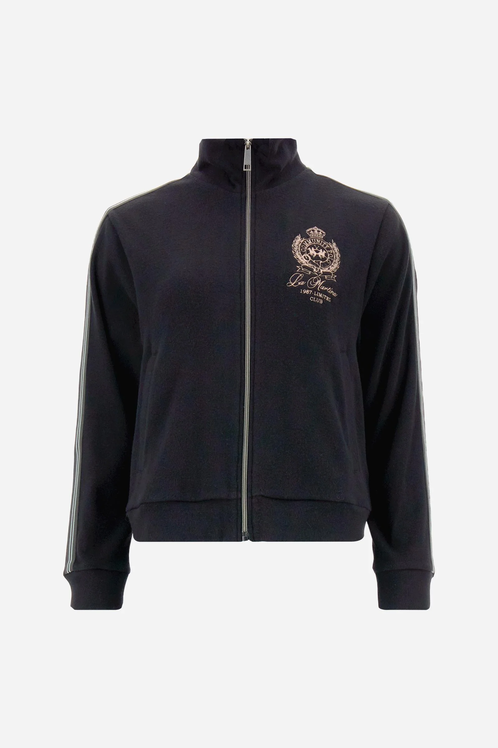 Damen-Sweatjacke mit Reißverschluss aus Interlock mit gestreiften Bändern - Betty - Image 5