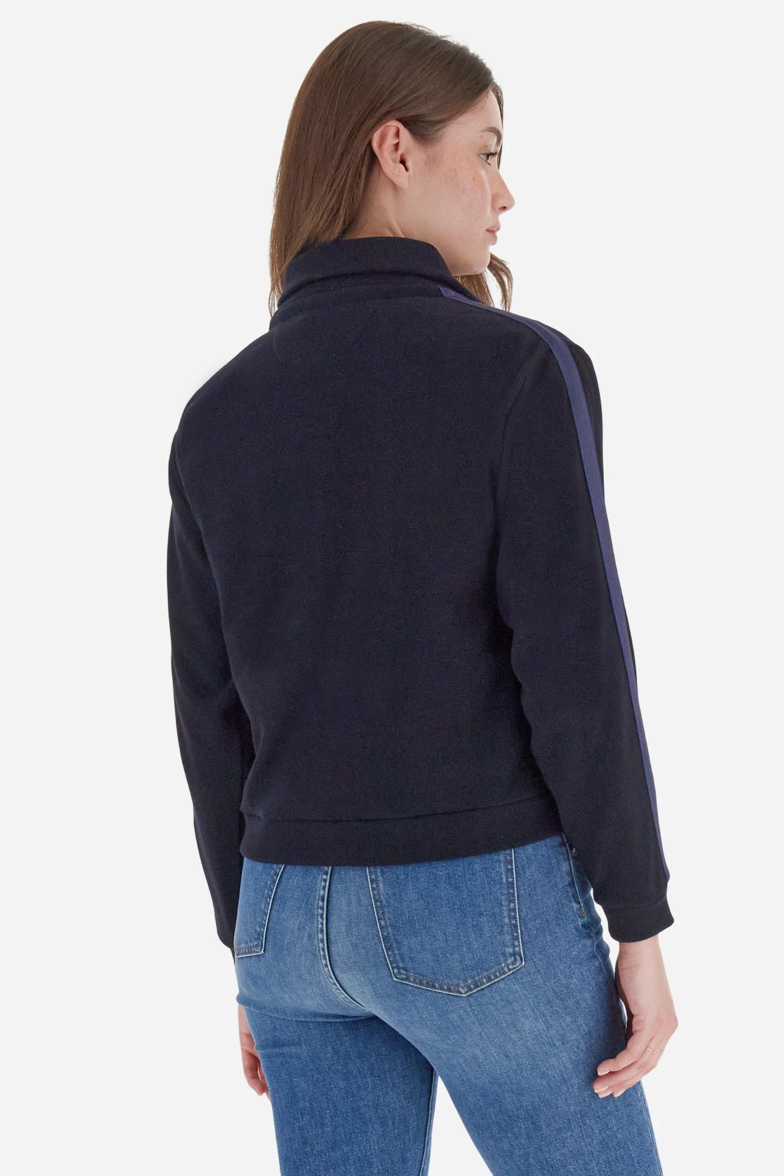 Damen-Sweatjacke mit Reißverschluss aus Interlock mit gestreiften Bändern - Betty - Image 4