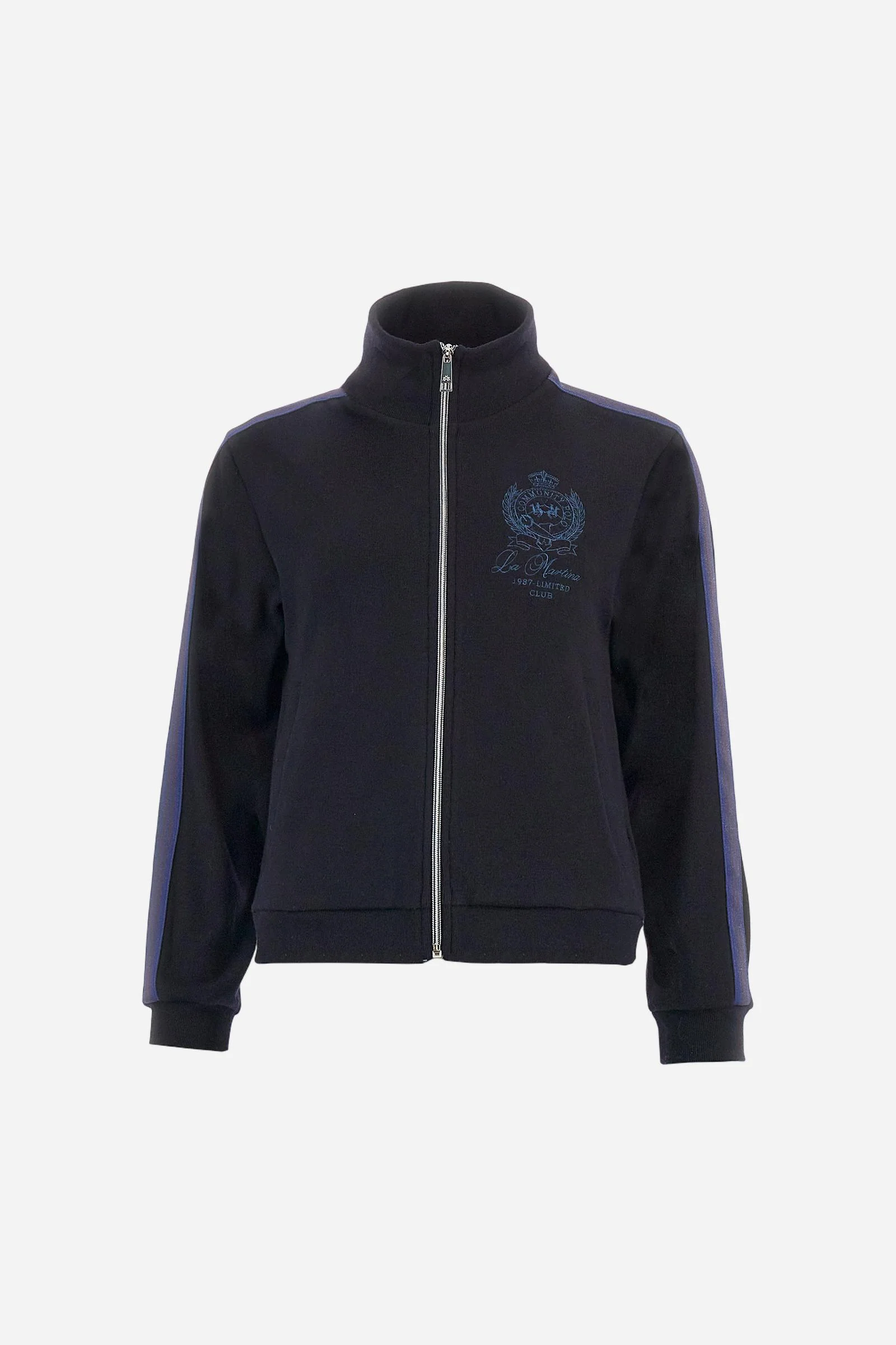 Damen-Sweatjacke mit Reißverschluss aus Interlock mit gestreiften Bändern - Betty - Image 5