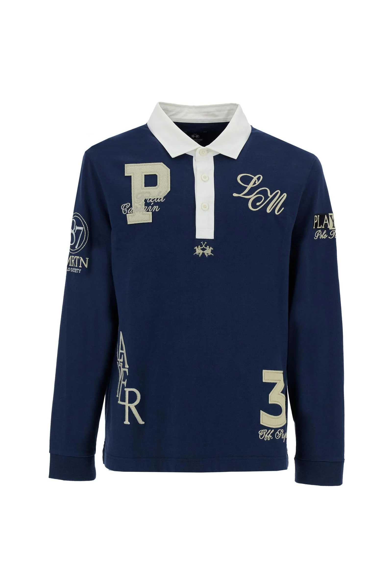 Herren Langarm-Poloshirt aus Heavy Cotton Jersey mit Multi-Patch - Crispian - Image 5