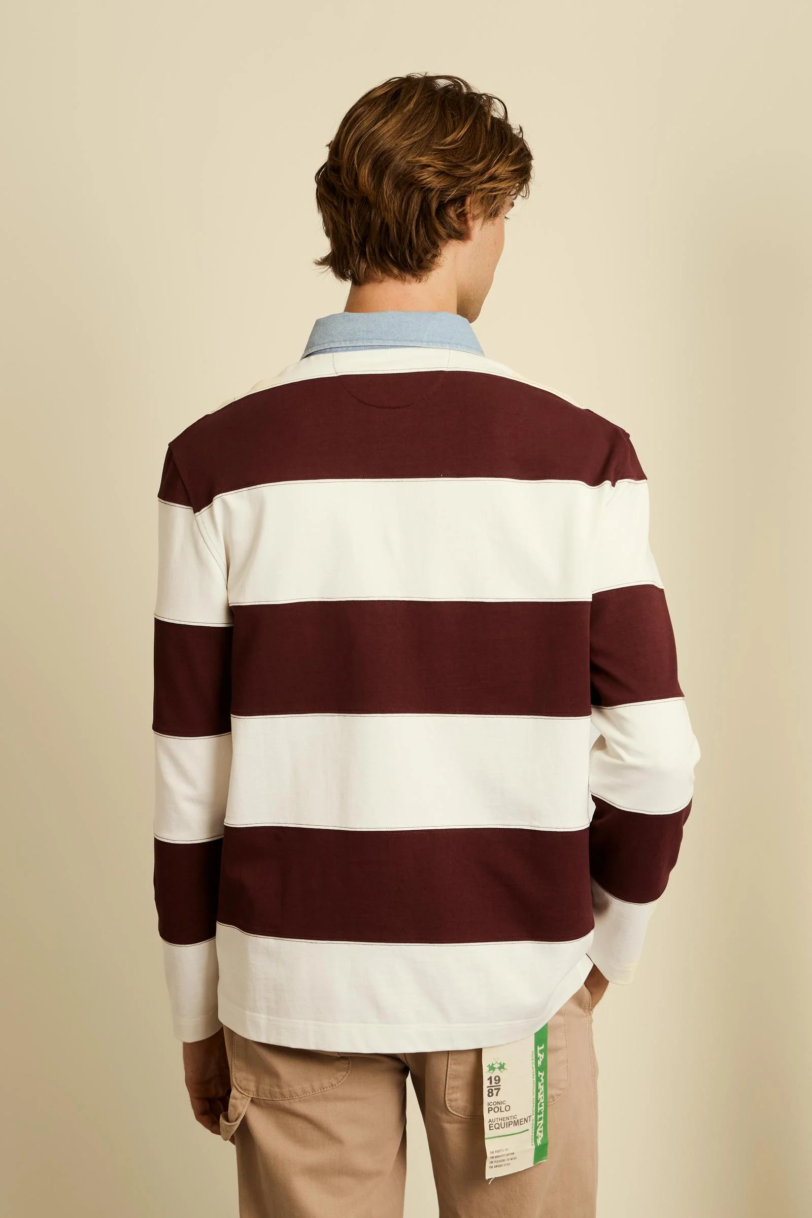Herren Rugby-Poloshirt aus schwerem Baumwolljersey mit Maxi-Streifen - Caleb - Image 4